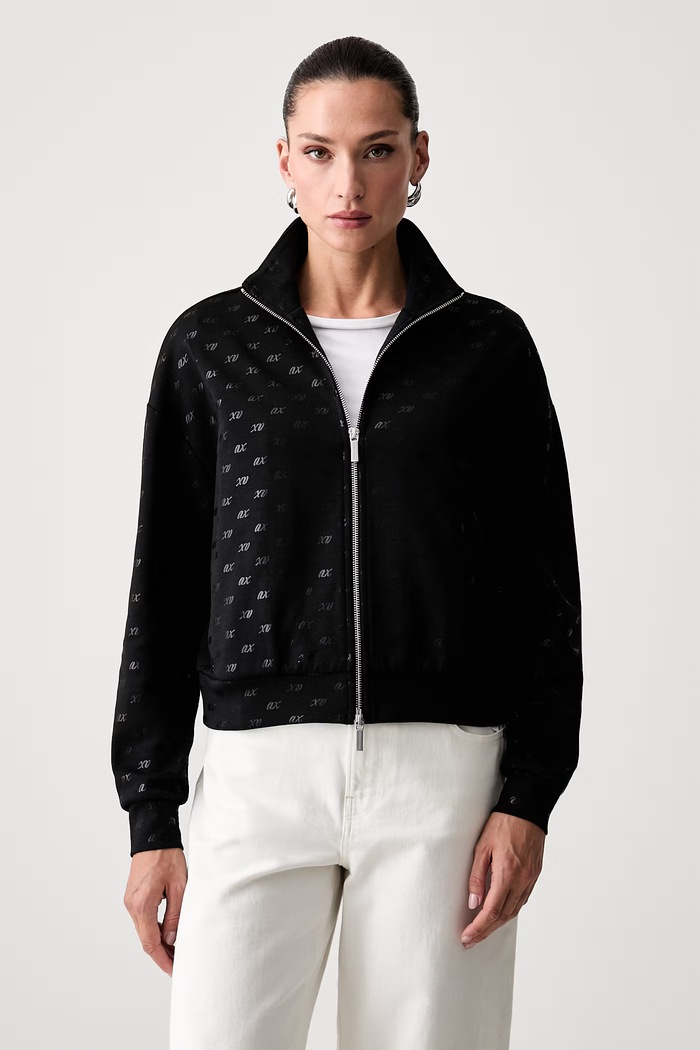 Armani Exchange суичър с цип дамски с памук черен XW002748.AF24095