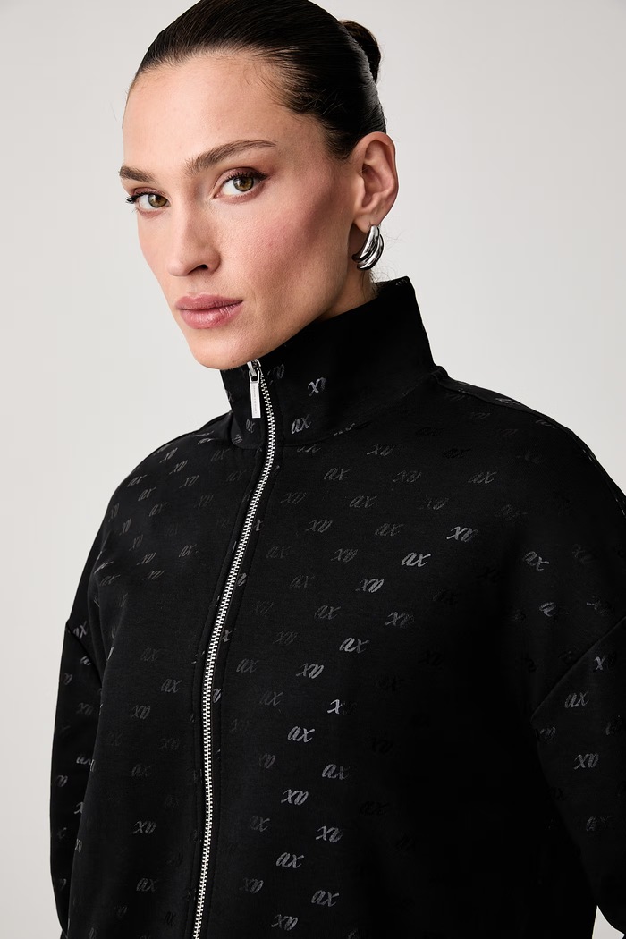 Armani Exchange суичър с цип дамски с памук черен XW002748.AF24095