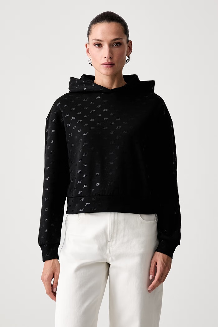Armani Exchange кофта з капюшоном жіноча з бавовною чорний XW002747.AF24095