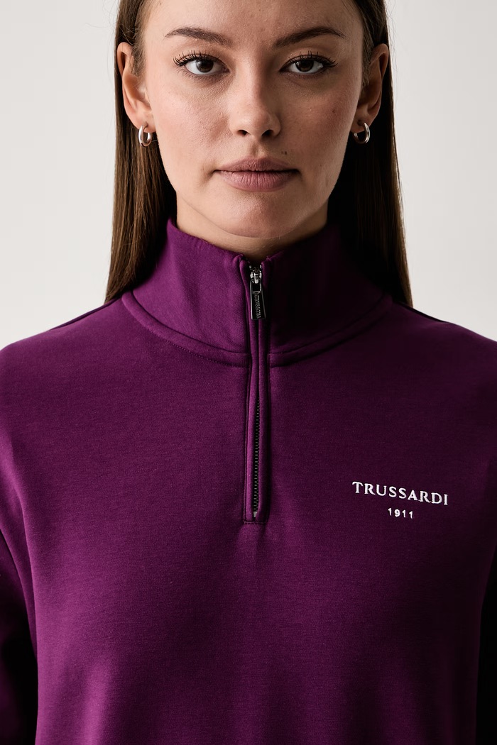 Trussardi bluza damska z bawełną fioletowy G8096000295N