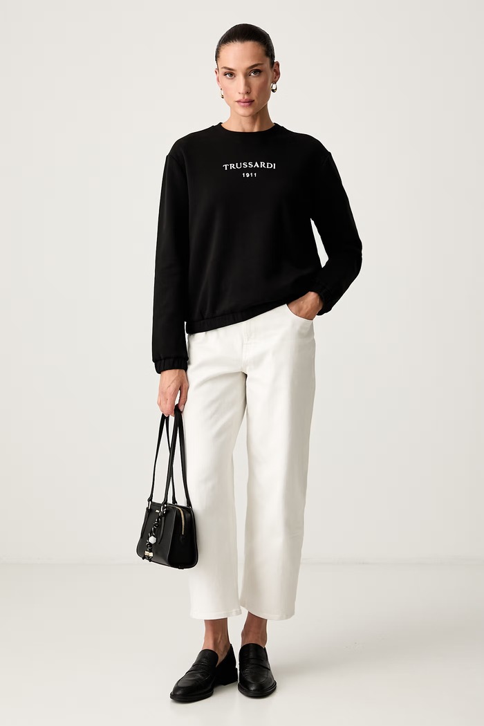 Trussardi bluza damska z bawełną G8086000294N czarny AW26
