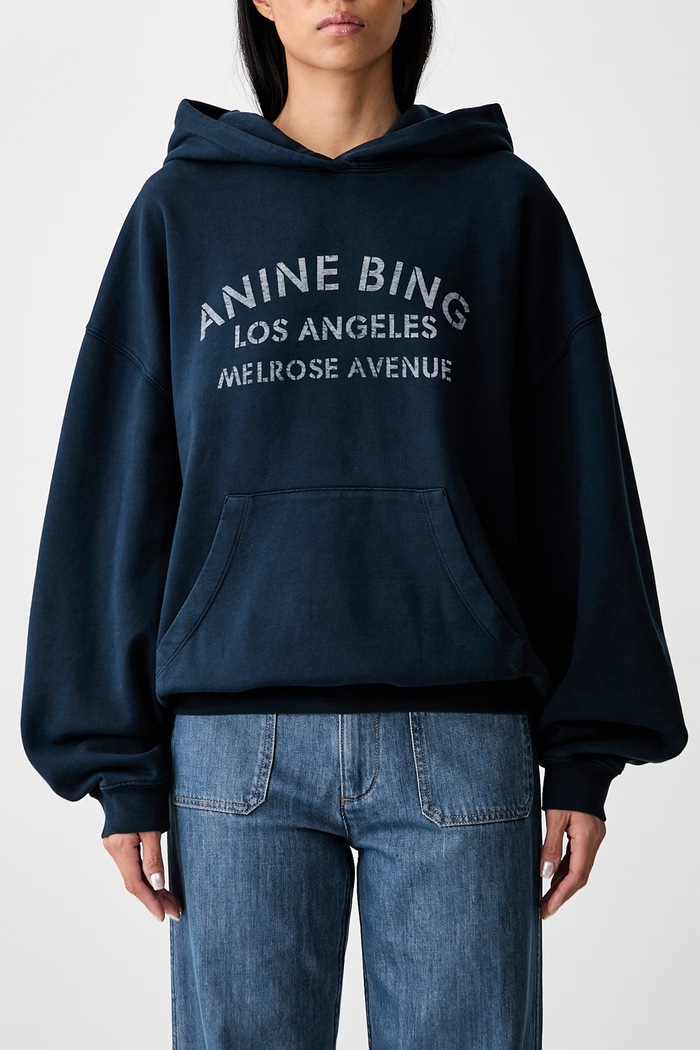 Anine Bing HARVEY hoodie cotton Women's A.08.12697.NYA1 navy