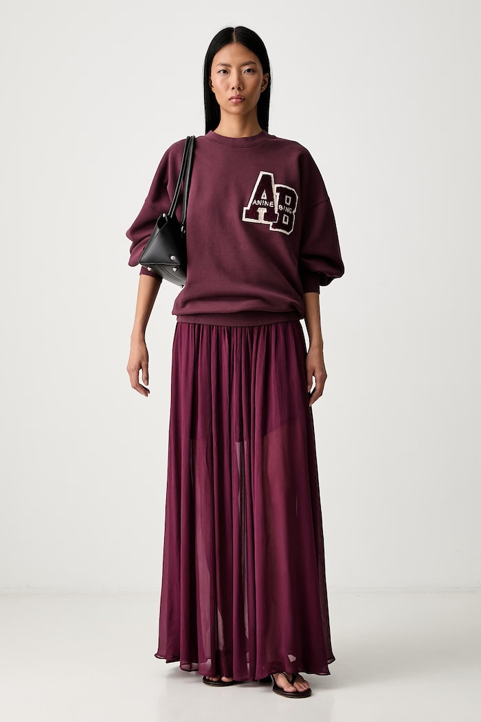 Anine Bing MILES bluza oversize bawełniana damska A.08.12601.BGN28 bordowy AW26