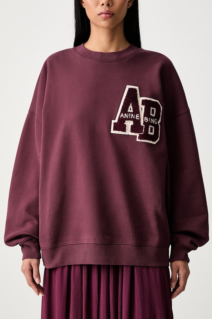 Anine Bing MILES bluza oversize bawełniana damska A.08.12601.BGN28 bordowy