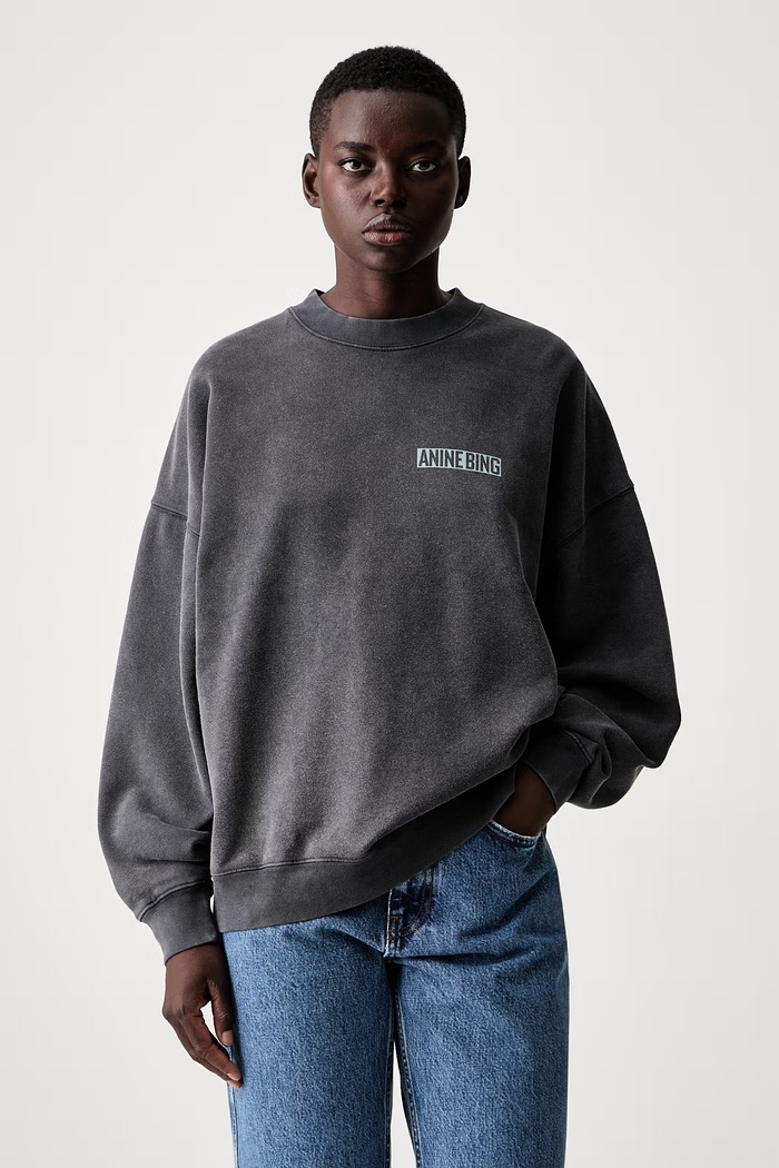 Odzież Anine Bing MILES bluza bawełniana damska A.08.12599.WBL1 szary