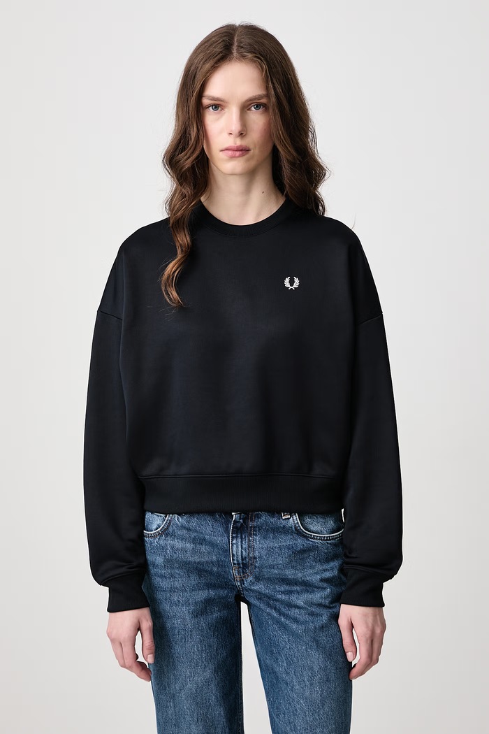 Fred Perry Bluza oversize damska z bawełną granatowy G3158.608