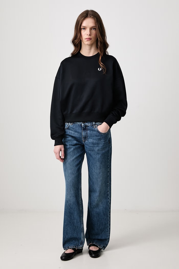 Fred Perry Bluza oversize damska z bawełną G3158.608 granatowy AW26