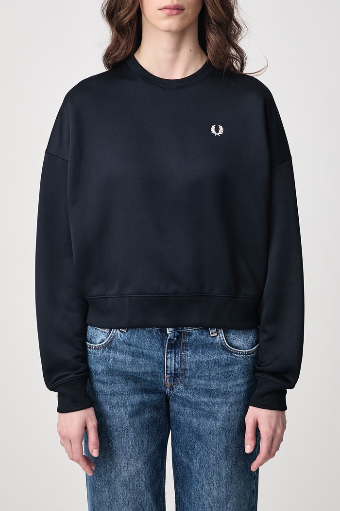 Bluza oversize damska z bawełną Fred Perry granatowy G3158.608