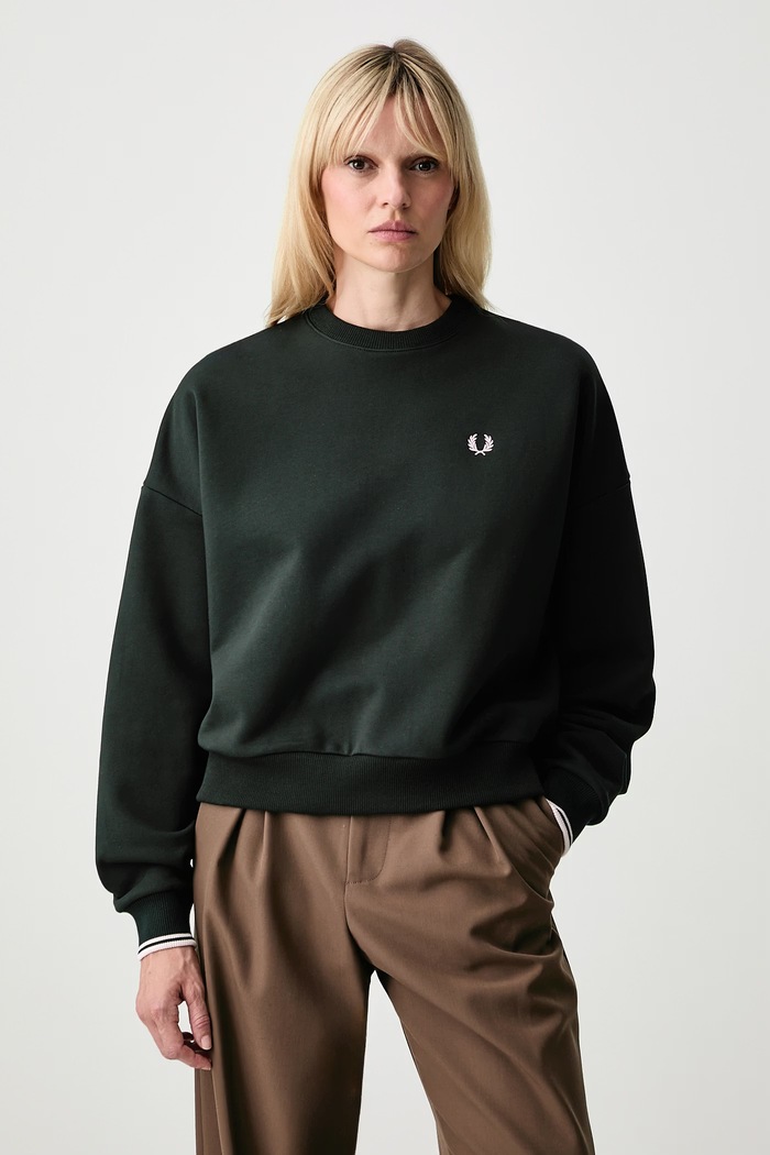 Fred Perry bluza oversize damska bawełniana zielony G1148.Q20