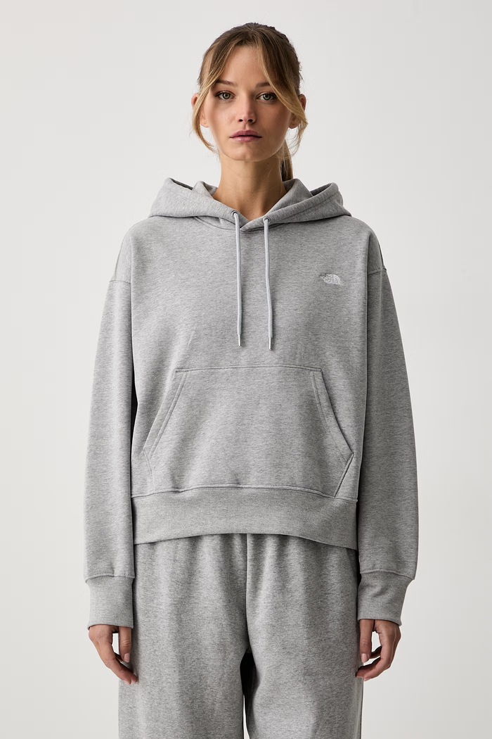 The North Face mikina s kapucňou dámska s bavlnou Essential sivá NF0A8HBXCQO1