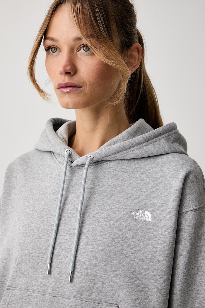 The North Face mikina s kapucňou dámska s bavlnou Essential sivá NF0A8HBXCQO1