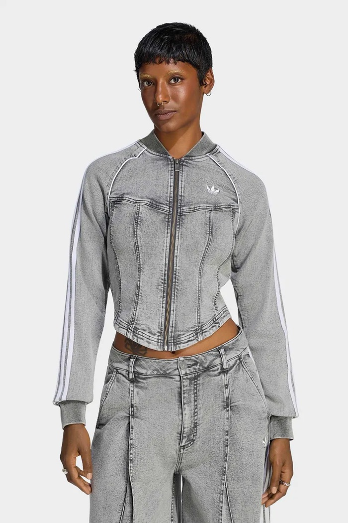 adidas Originals Bluza rozpinana damska jeansowa Superstar Denim Corset szary LF3779