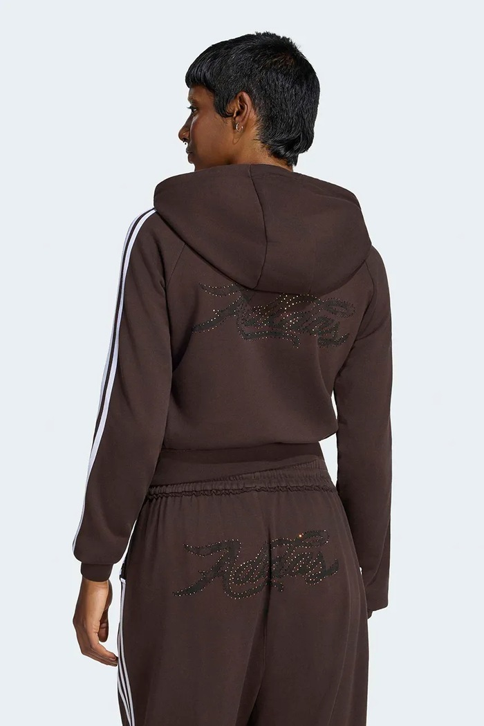 adidas Originals Bluza rozpinana z kapturem damska bawełniana LE8320 brązowy AW26