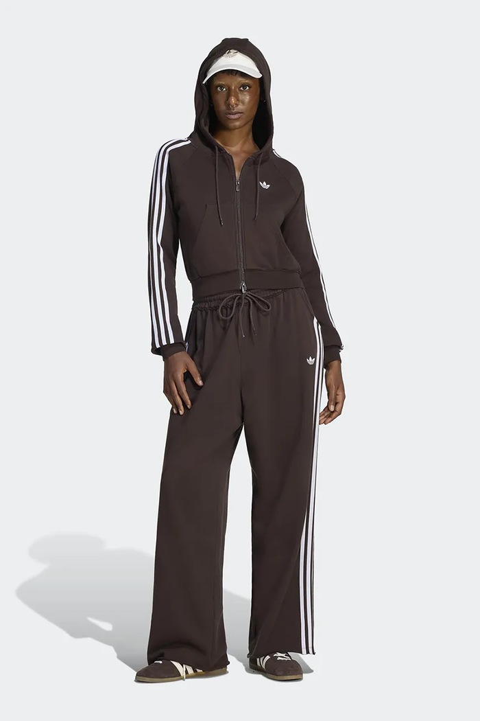 Odzież adidas Originals Bluza rozpinana z kapturem damska bawełniana LE8320 brązowy