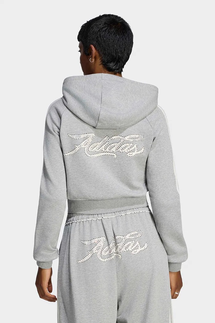 adidas Originals Bluza rozpinana z kapturem damska bawełniana LE8319 szary AW26