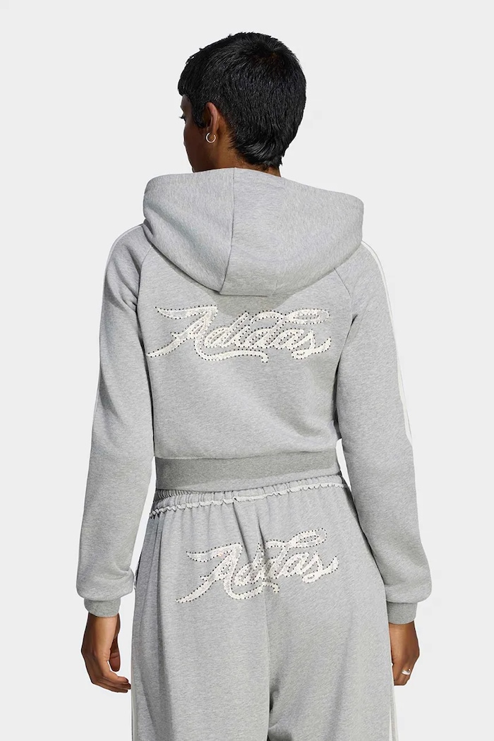 adidas Originals Bluza rozpinana z kapturem damska bawełniana LE8319 szary AW26