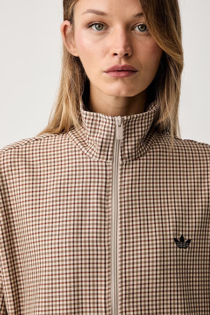 adidas Originals bluza rozpinana damska z wiskozą Checks beżowy LE8307