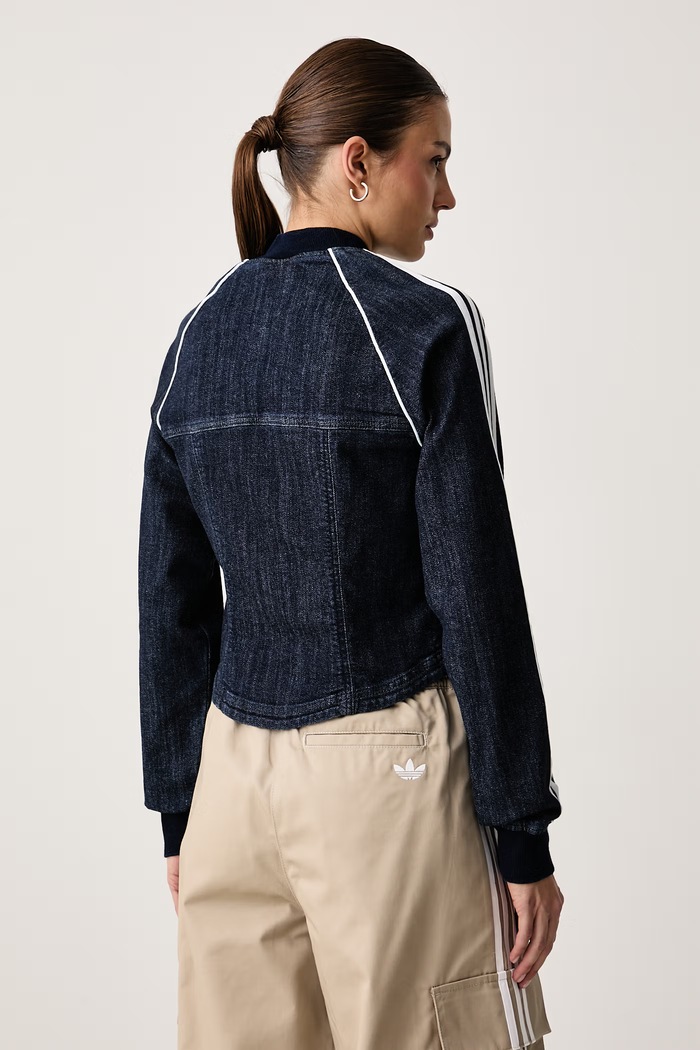 Oblačila adidas Originals Jopica ženska denimasta Superstar Denim LE8299 mornarsko modra