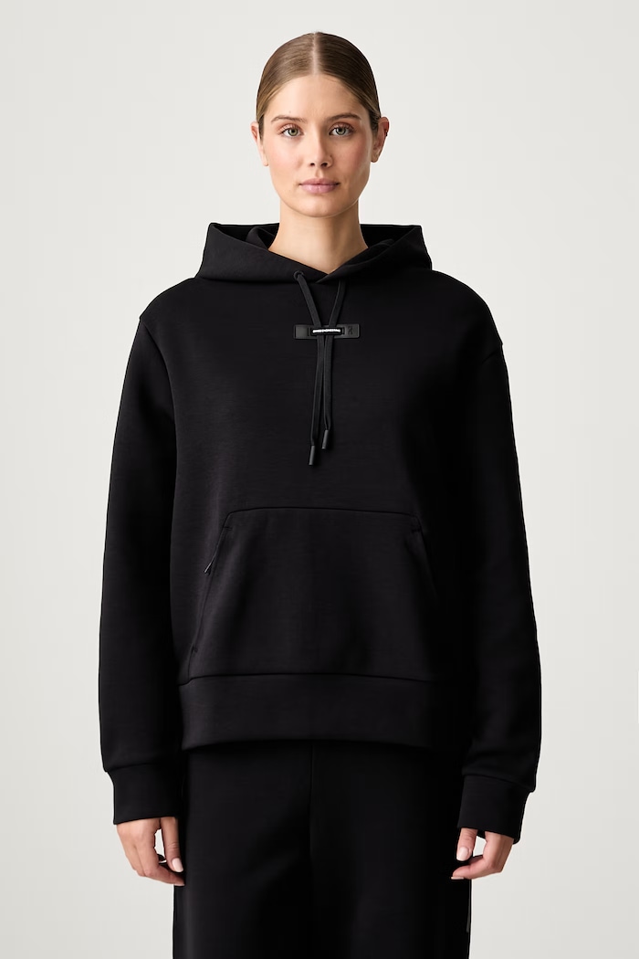 On bluza z kapturem damska z bawełną Focus Tech czarny 1WF30360553