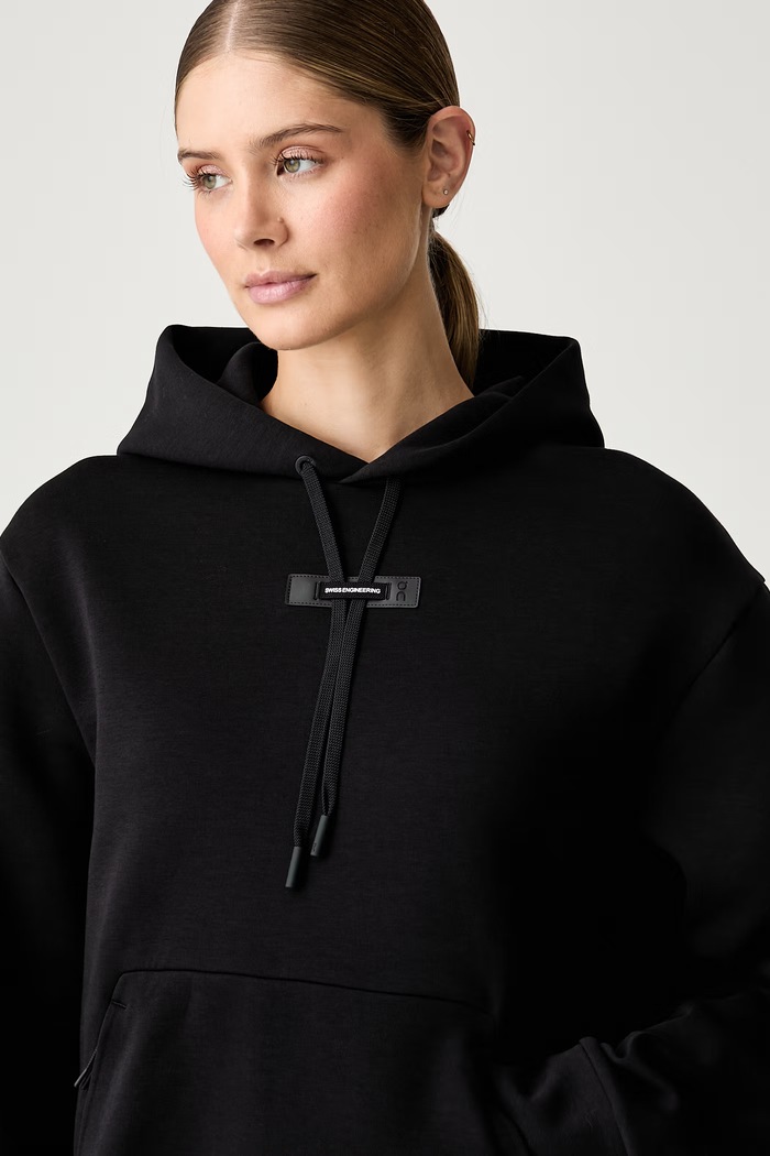 On bluza z kapturem damska z bawełną Focus Tech czarny 1WF30360553