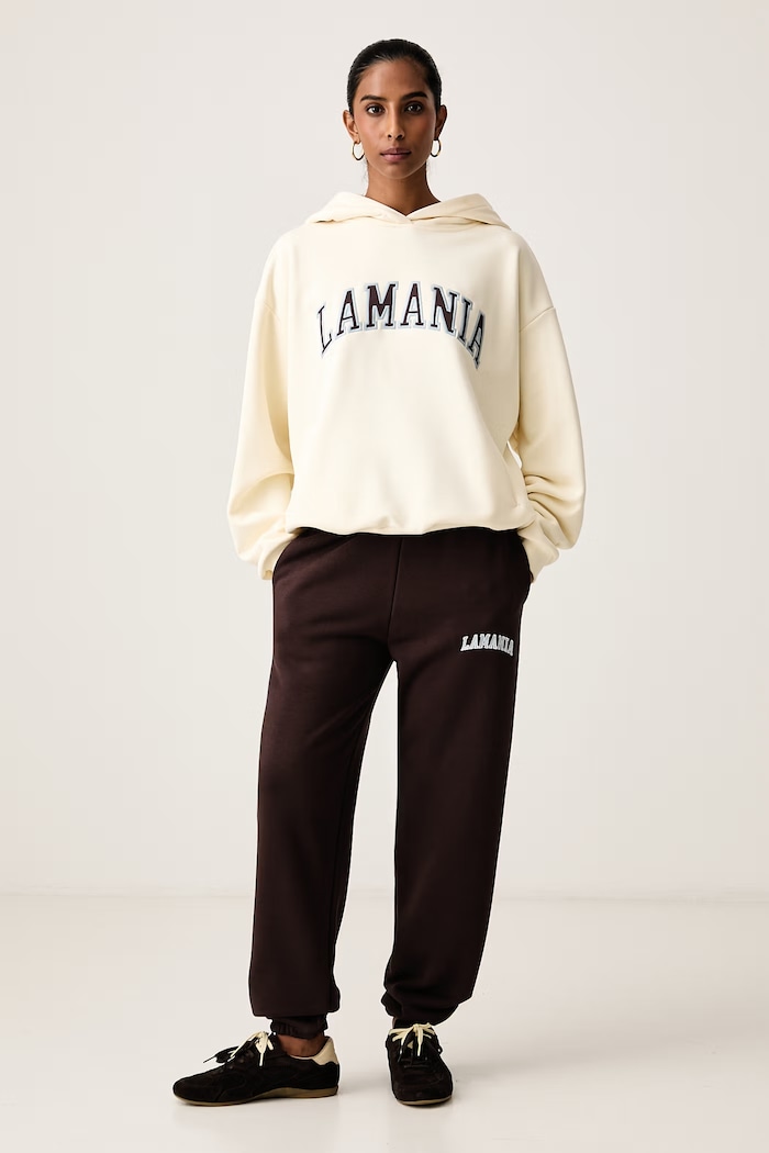 La Mania Bluza z kapturem damska z bawełną LOS LOS beżowy AW26