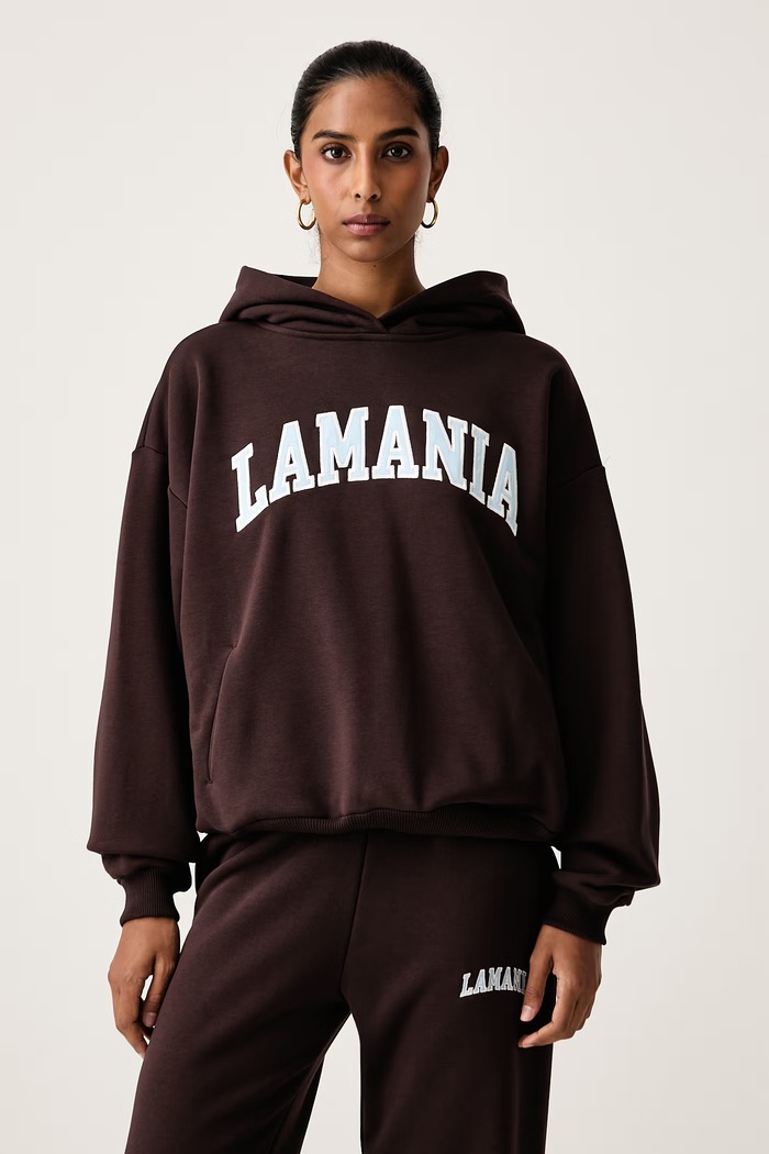 La Mania Bluza z kapturem damska z bawełną LOS brązowy LOS