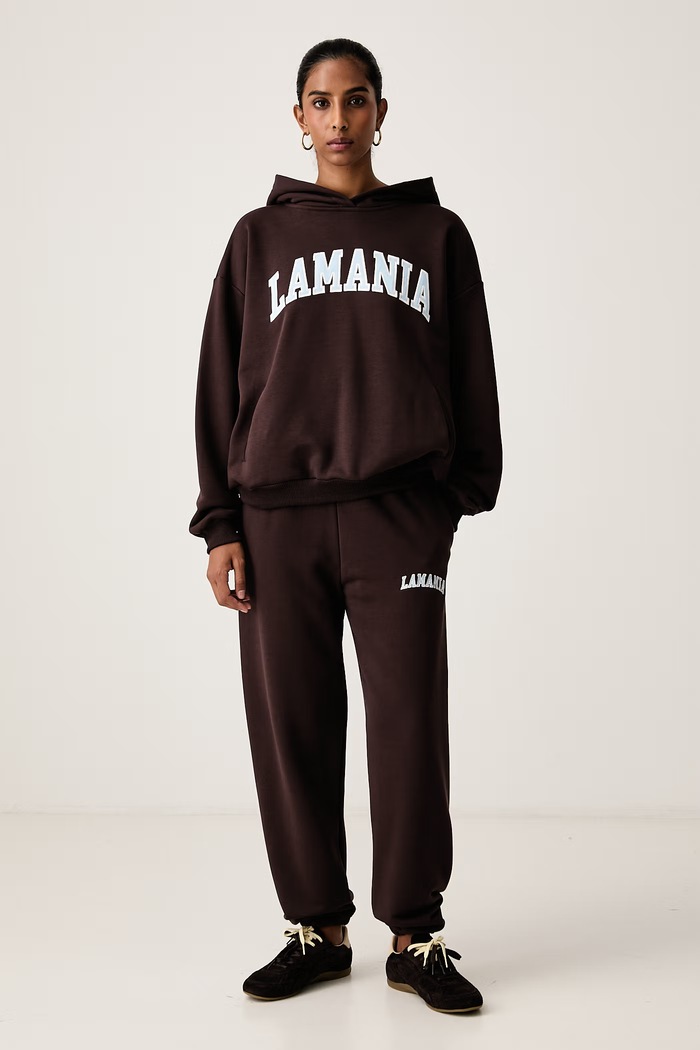 La Mania Bluza z kapturem damska z bawełną LOS LOS brązowy AW26