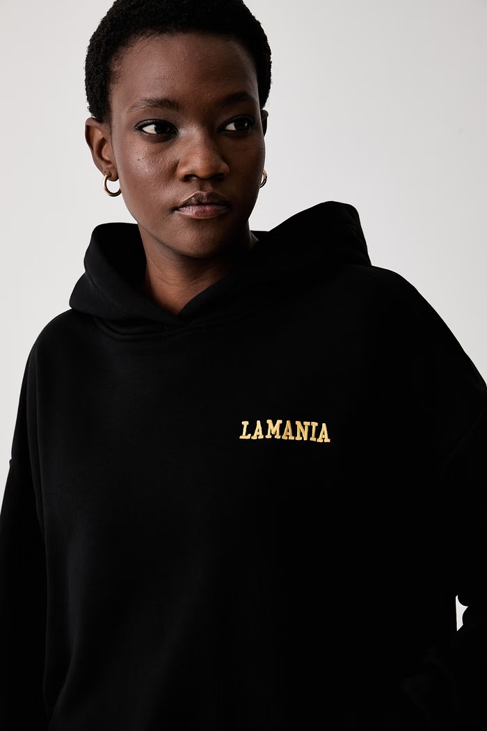 La Mania bluza z kapturem damska z bawełną HUGH czarny HUGH
