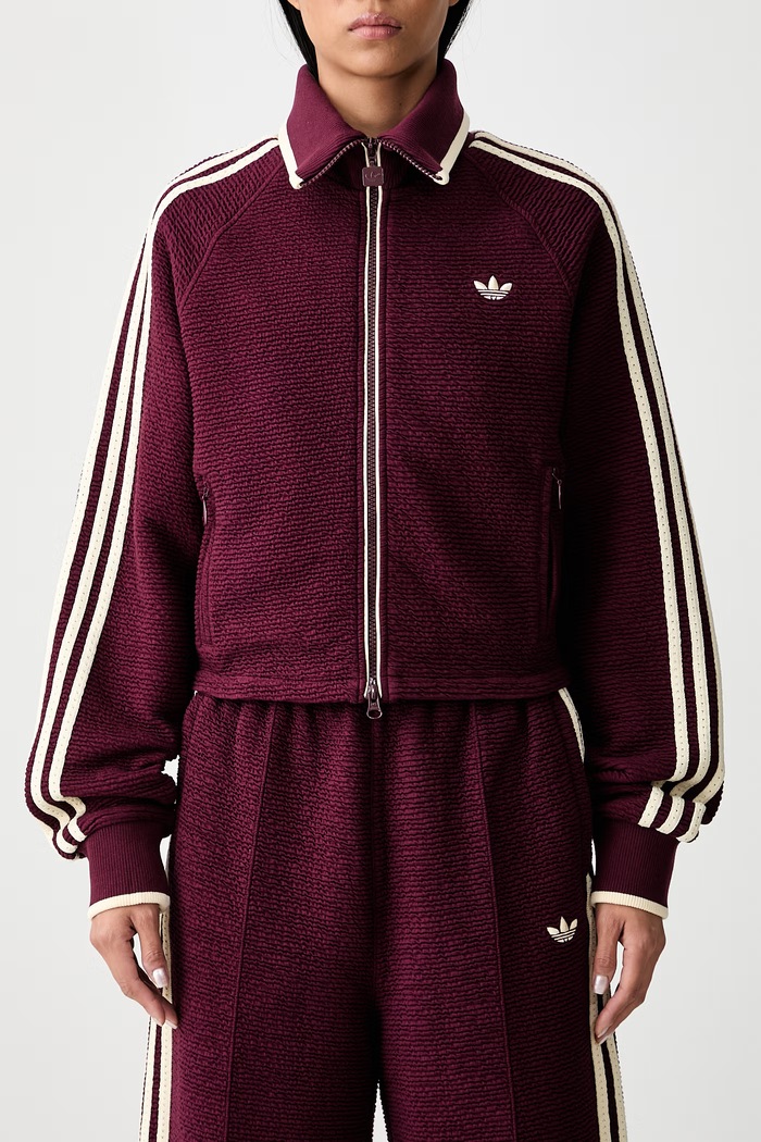 adidas Originals Firebird felpa con cerniera in cotone da donna KR9607 granata