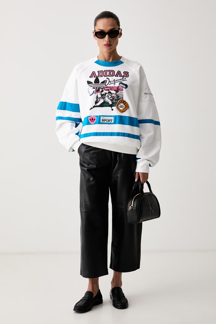 adidas Originals pulover ženski bombažen Archive Baseball KS9209 bela AW26