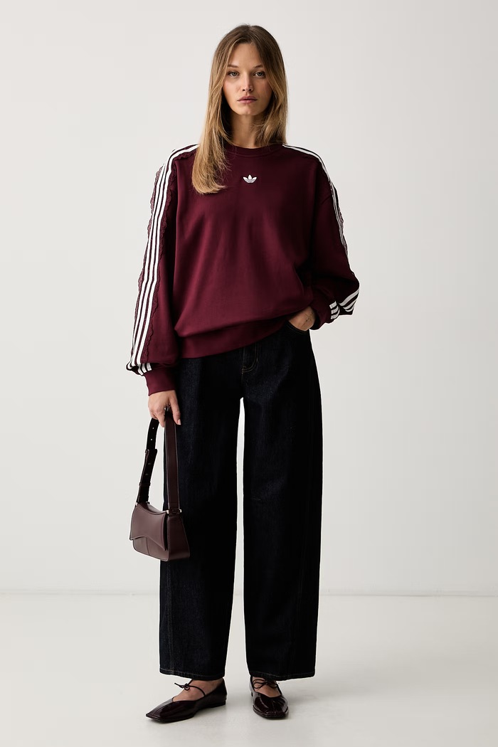 adidas Originals кофта жіноча бавовняна Lace Injection LG4255 бордо AW26