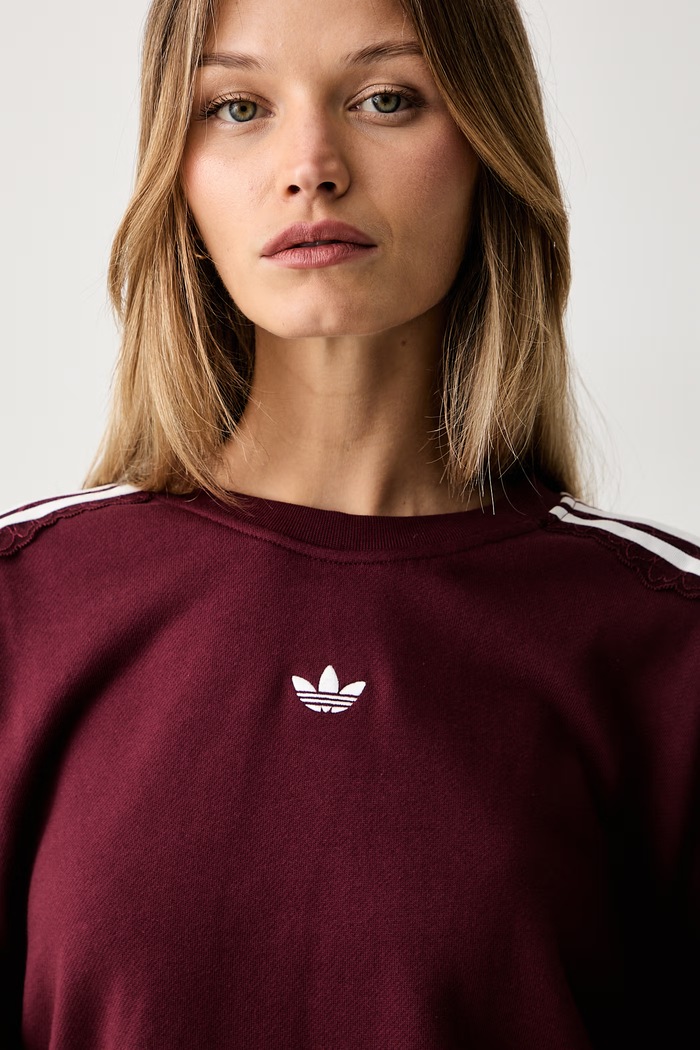adidas Originals кофта жіноча бавовняна Lace Injection бордо LG4255