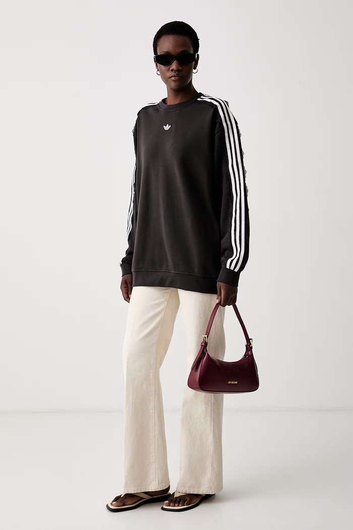adidas Originals bluza damska bawełniana Lace Injection LG4253 brązowy AW26
