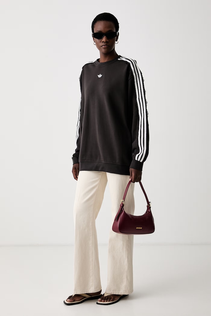 adidas Originals bluza damska bawełniana Lace Injection LG4253 brązowy AW26