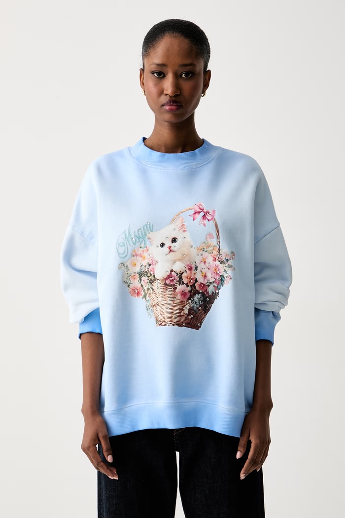 MSGM bluza damska bawełniana niebieski 4041MDM139SE.267287