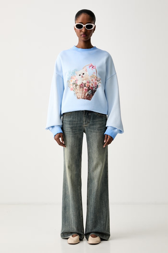 MSGM bluza damska bawełniana 4041MDM139SE.267287 niebieski AW26