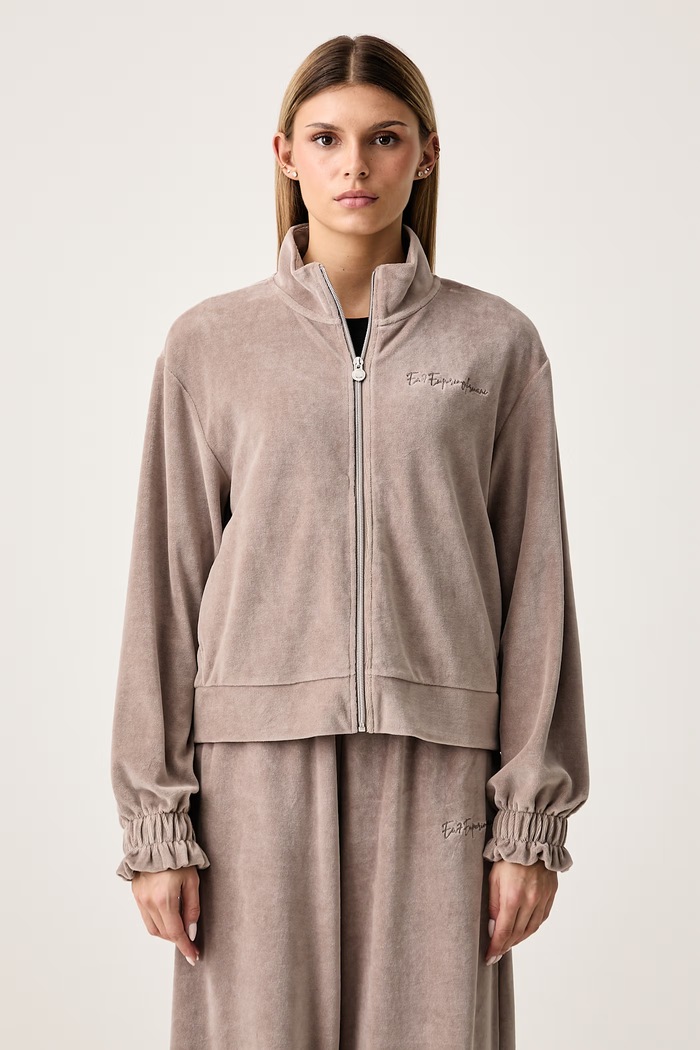EA7 Emporio Armani Bluza rozpinana damska welurowa brązowy AF26044.7W001432