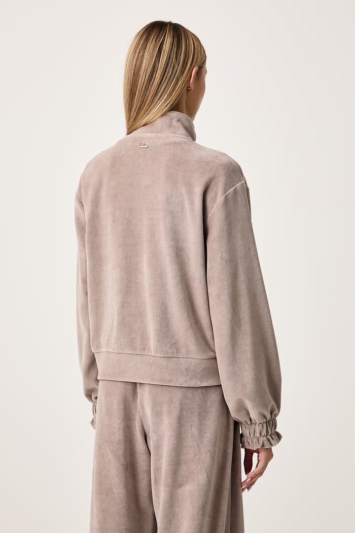 Odzież EA7 Emporio Armani Bluza rozpinana damska welurowa AF26044.7W001432 brązowy