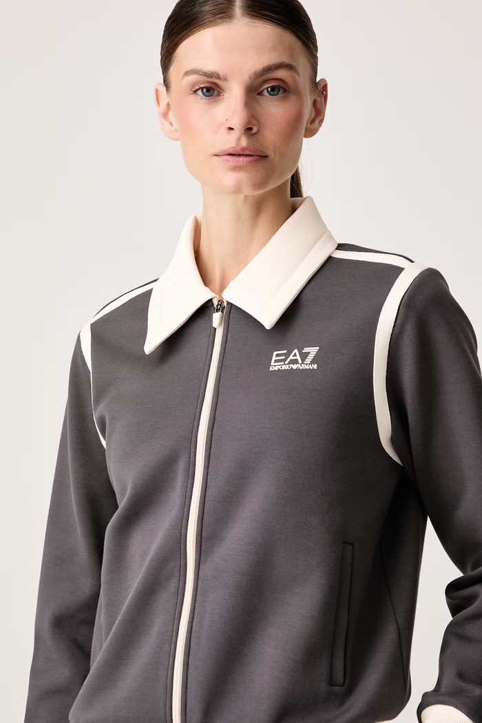 EA7 Emporio Armani bluza rozpinana damska z bawełną szary AF25623.7W001328