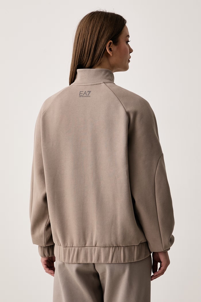 Odzież EA7 Emporio Armani Bluza rozpinana damska z bawełną AF25590.7W001346 beżowy