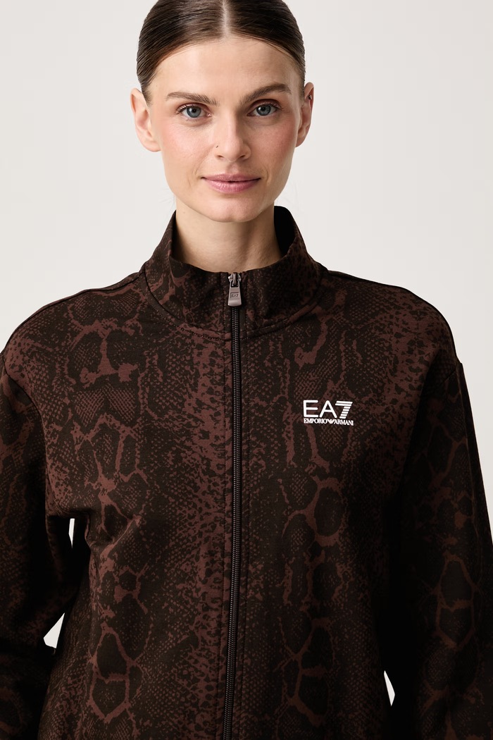 EA7 Emporio Armani bluza rozpinana damska bawełniana z elastanem brązowy AF26043.7W001415