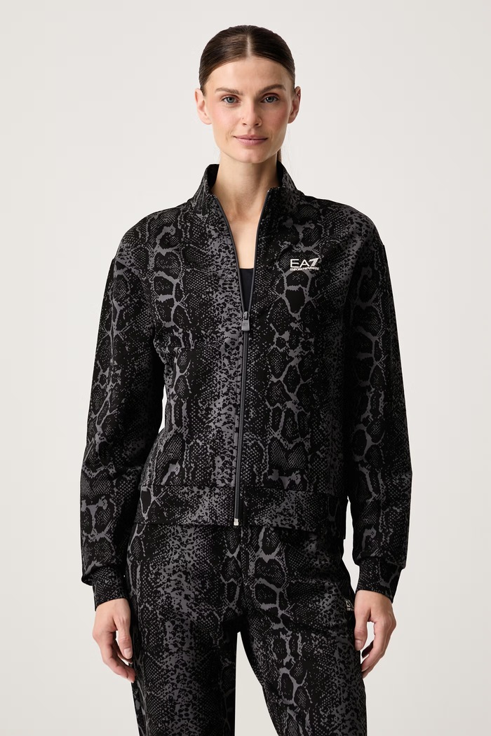 EA7 Emporio Armani bluza rozpinana damska bawełniana z elastanem szary AF26043.7W001415