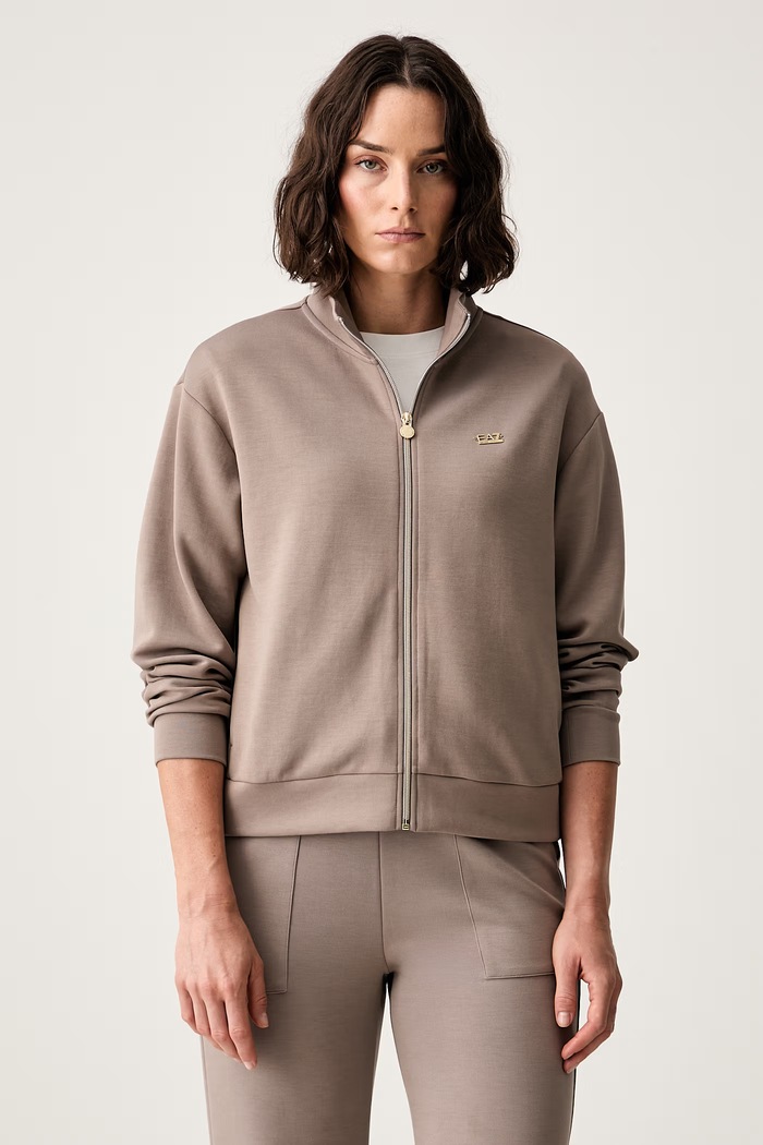 EA7 Emporio Armani bluza rozpinana damska z modalem brązowy AF24375.7W000191