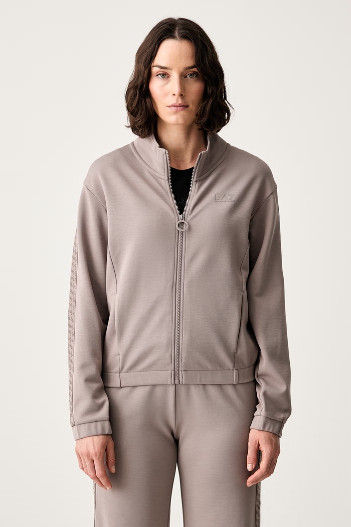 EA7 Emporio Armani bluza rozpinana z kapturem damska brązowy AF12501.7W001381