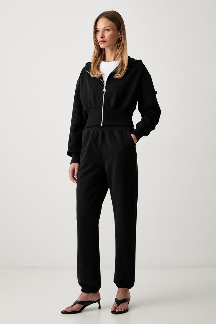 Patrizia Pepe bluza rozpinana z kapturem damska bawełniana 8M0076.J079 czarny AW26