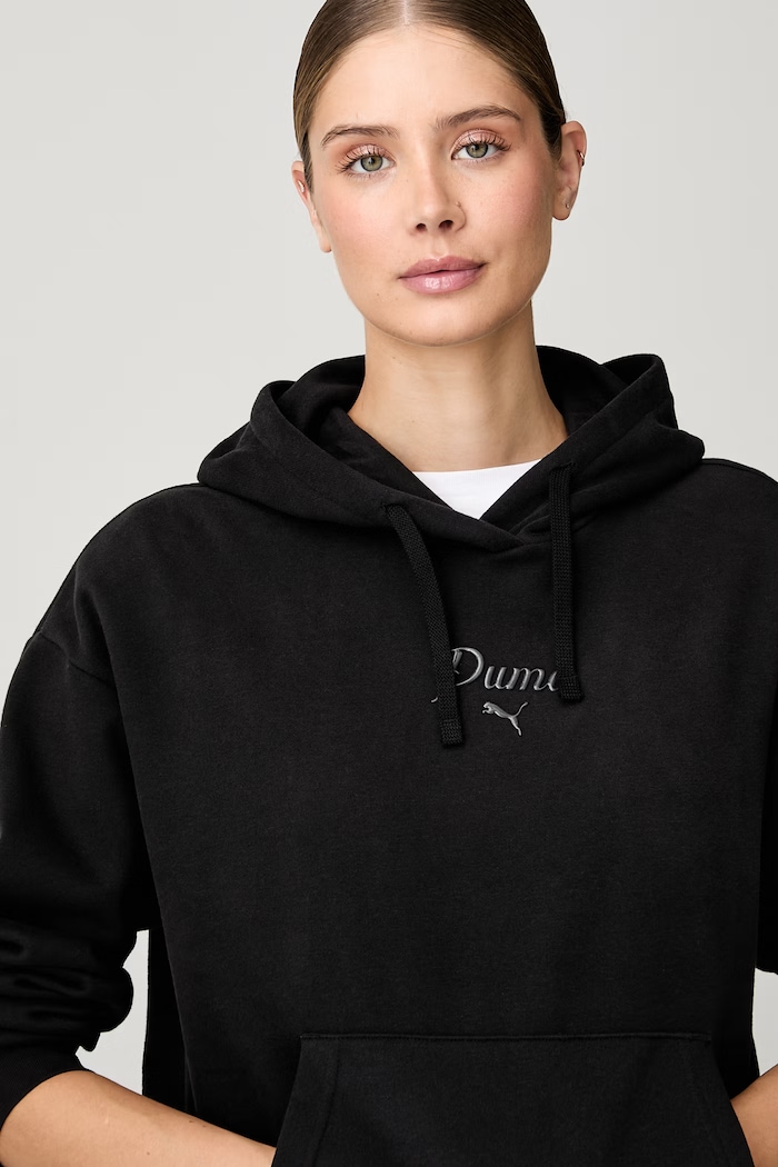 Puma bluza z kapturem damska z bawełną Essentials czarny 694136