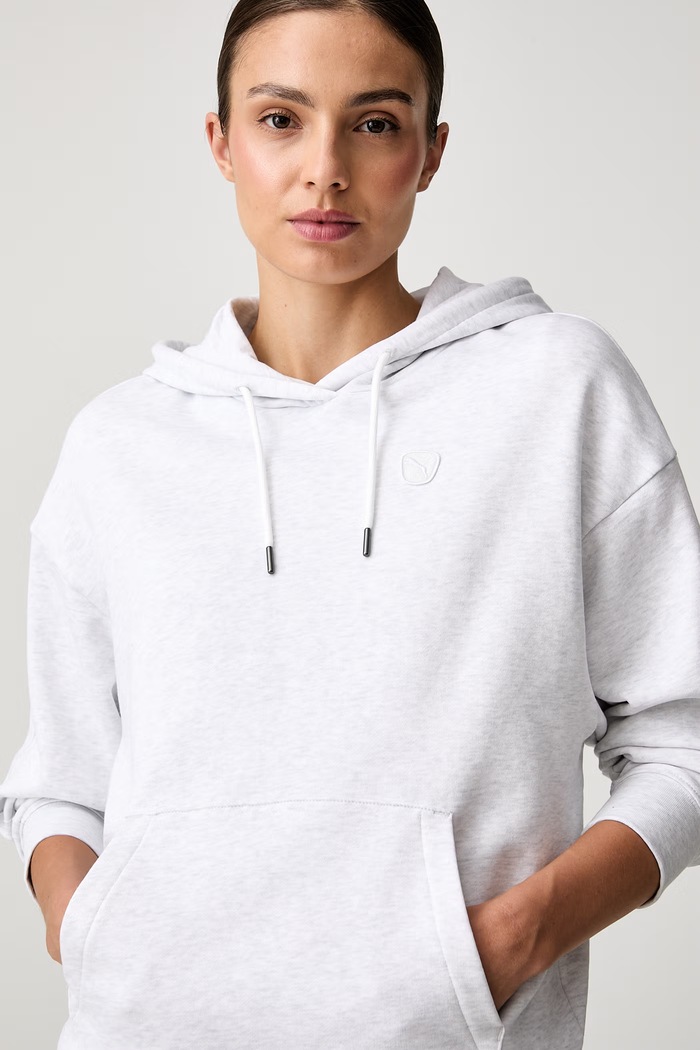 Puma bluza z kapturem damska bawełniana Essentials Elevated szary 694073