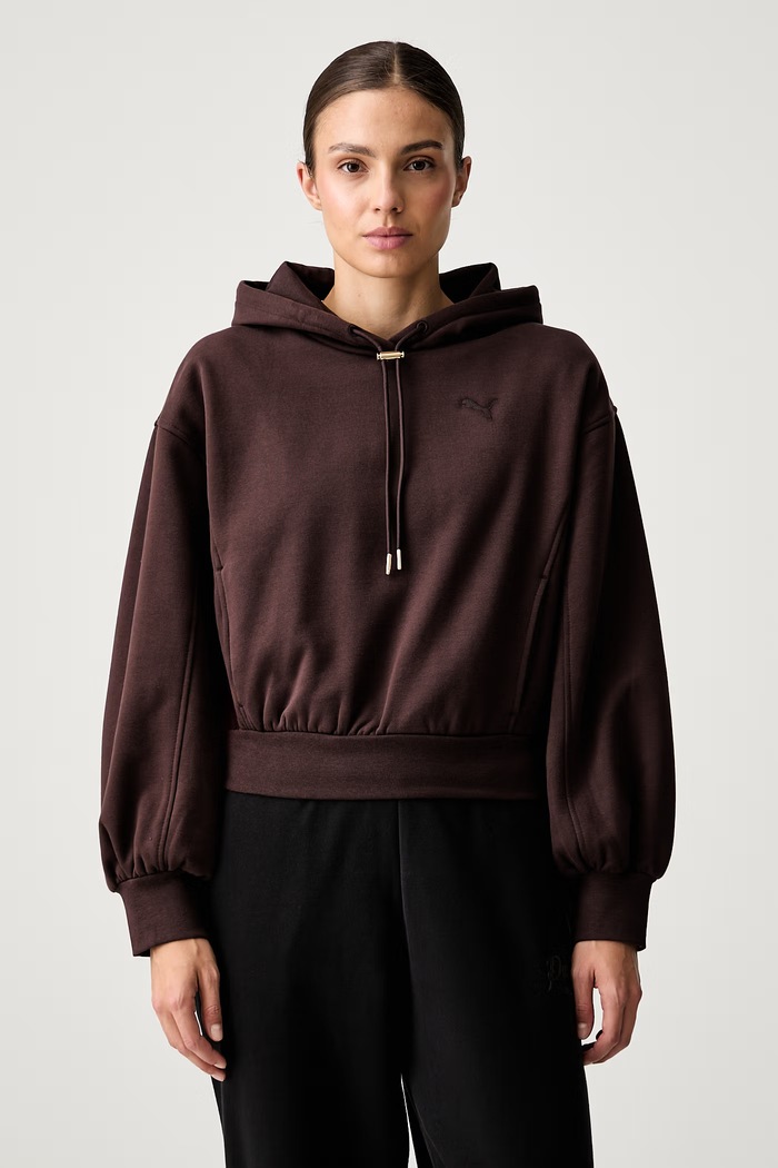 Puma bluza z kapturem damska z bawełną HER brązowy 694027