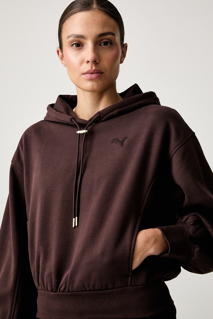Puma bluza z kapturem damska z bawełną HER brązowy 694027
