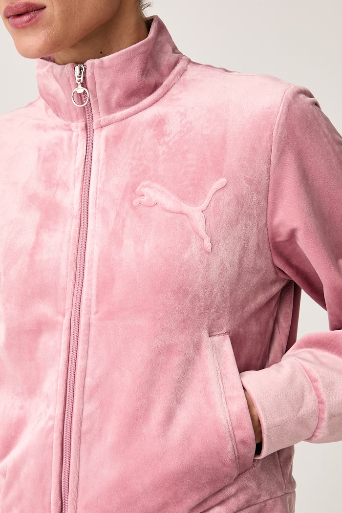 Кофта на застёжке для женщин из велюра Essentials Elevated Puma 694021 розовый
